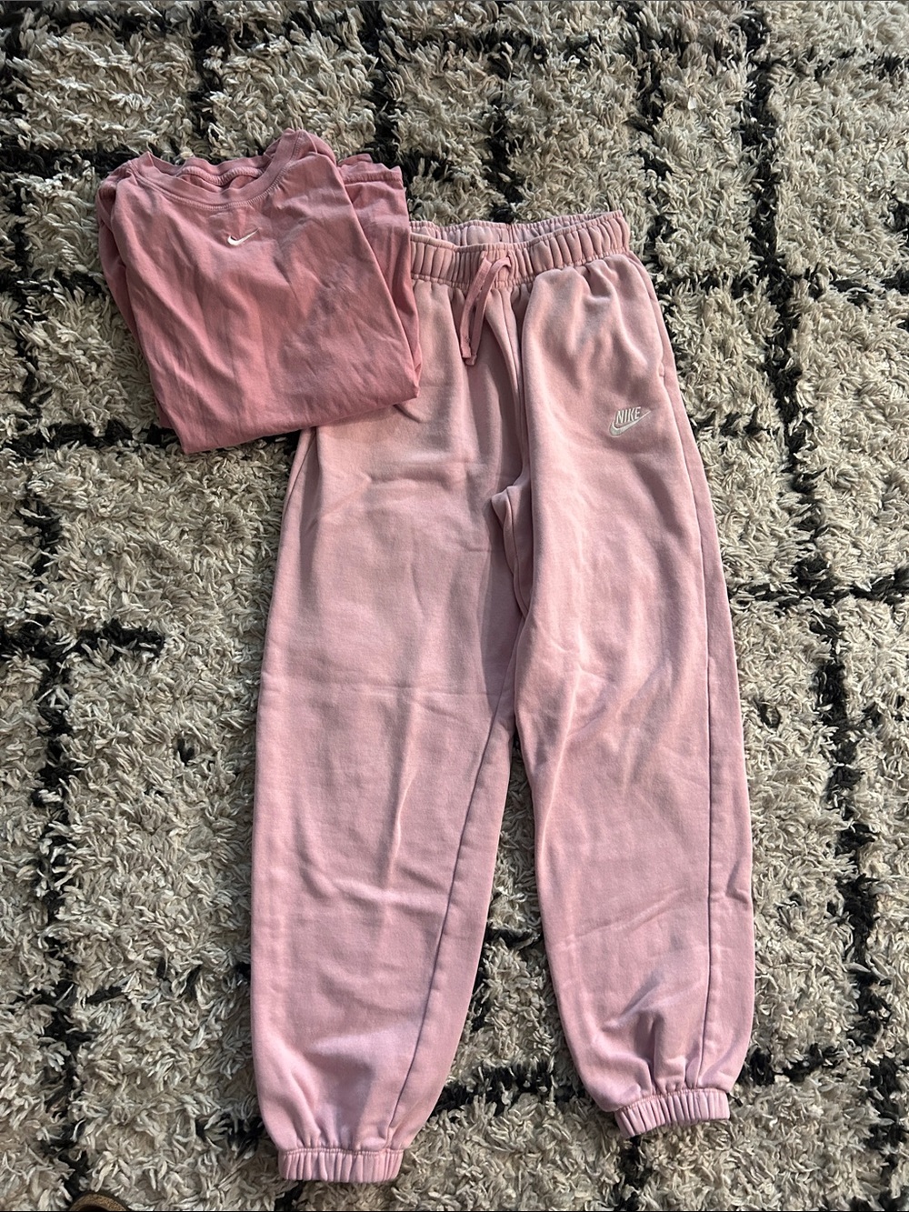 Nike Women’s' Pink Fleece Jogger Pants and Top - Comfortable Everyday Bottoms